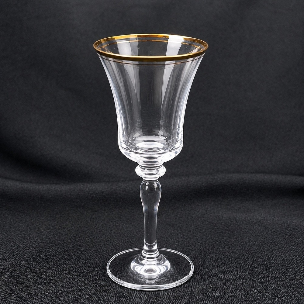 Mikasa Jamestown handblown Wine Glasses Gold Rim Flared Tulip Baluster Stem 2pc - Picture 3 of 8